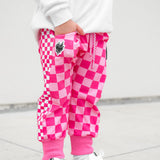 Basic Jogger in Bubble Gum Checkered
