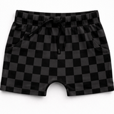 Relaxed Fit Shorts in Black + Charcoal Checkered