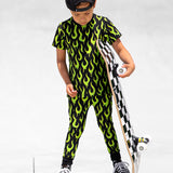 Bamboo Two Piece Set in Radioactive Fuego