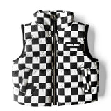 Puffer Vest in Black and White Checkered