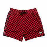 Men's Hybrid Swim Trunks in Americana Red + Black Checkered