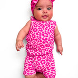 Tank + Biker Two Piece Set in Bubble Gum Leopard