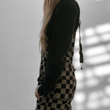 Women's Overall in Checkered Black + Taupe