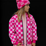 Bomber Jacket in Bubble Gum Checkered