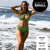 UPF50+ Women's Reversible Bikini in Neon Electric Lime x Jagger / Neon Electric Lime + Black Checkered