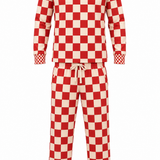 Men's Bamboo Two Piece Set in Candy Cane Checkered