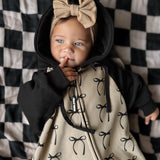 Hooded Fleece Romper in Lana (Bows)
