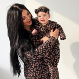 Women’s Bamboo Two Piece Set in Midnight Mocha Leopard