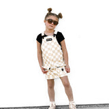 Overall Dress in Salt + Sand Checkered