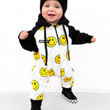 Hooded Fleece Romper in Happy Hour
