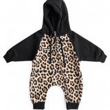 Hooded Fleece Romper in Ava (Leopard)