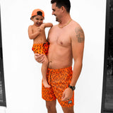 Men's Hybrid Swim Trunks in Neon Valencia x Fuego