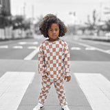 Organic Ribbed Set in Vanilla + Chestnut