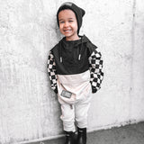 Pullover Windbreaker in Black/Oat