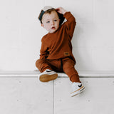 Organic Ribbed Set in Rust