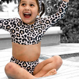 UPF50+ Cropped Two Piece Swimsuit in Ava (Leopard)