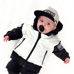 Image of Live Fast Hydro Bomber Jacket in Black/White (FINAL SALE)