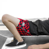Hybrid Swim Trunks in Americana Red + Black Checkered