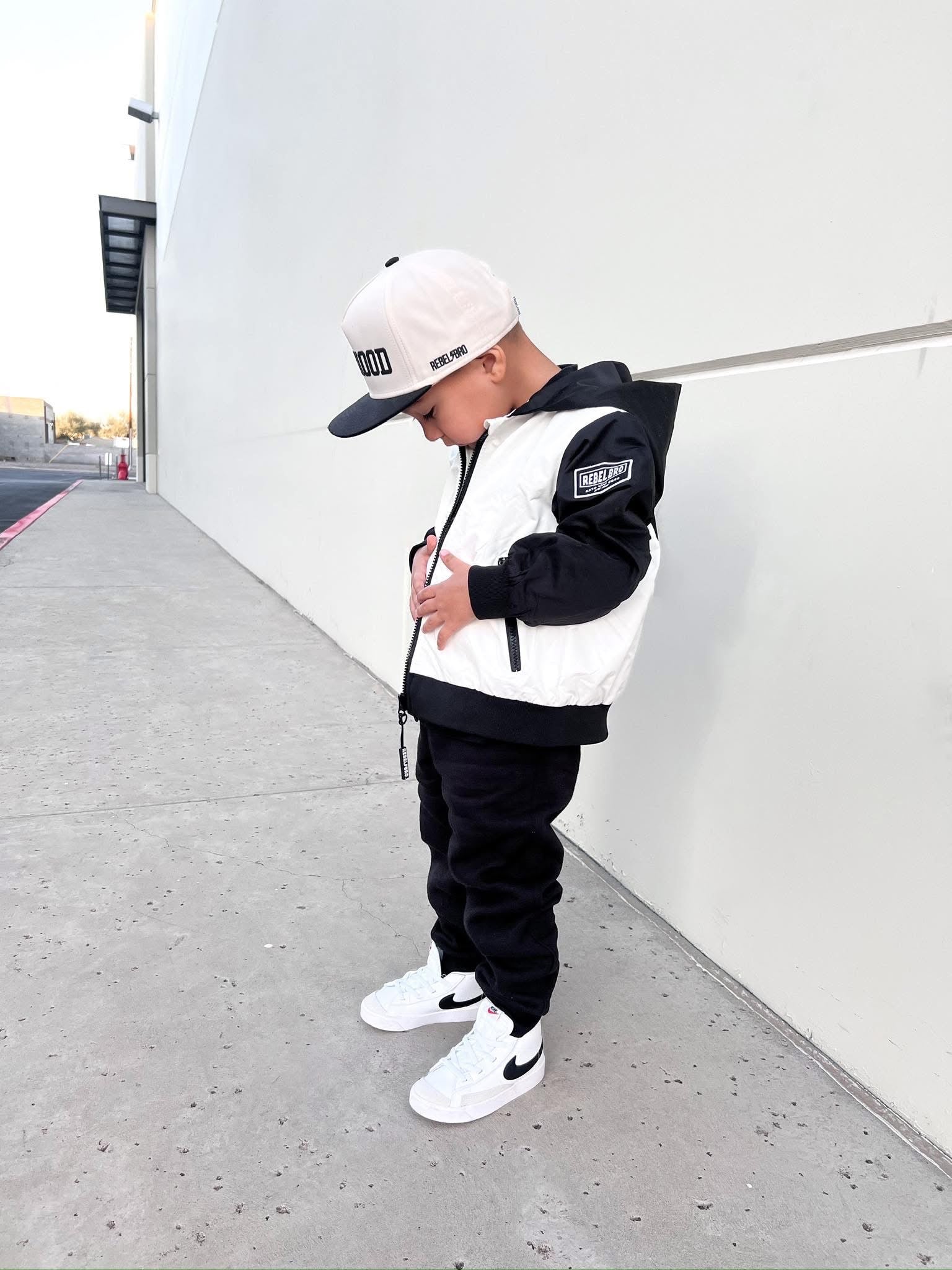 Live Fast Hydro Bomber Jacket in Black/White (FINAL SALE)
