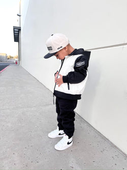 Image of Live Fast Hydro Bomber Jacket in Black/White (FINAL SALE)