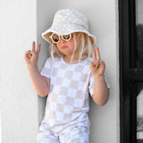 Biker Two Piece Set in Salt + Sand Checkered