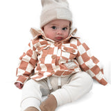 Hooded Flannel in Neutral Checkered