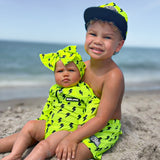 UPF50+ Swim Bow in Neon Electric Lime x Jagger