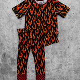 Short Sleeve Bamboo Two Piece Set in Caliente