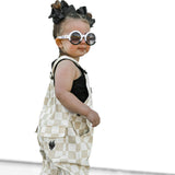 Overalls in Salt + Sand Checkered