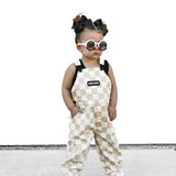 Overalls in Salt + Sand Checkered