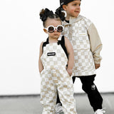 Overalls in Salt + Sand Checkered