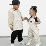 Overalls in Salt + Sand Checkered