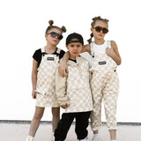 Overalls in Salt + Sand Checkered