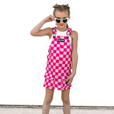 Overall Dress in Bubble Gum Checkered