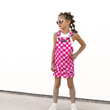 Overall Dress in Bubble Gum Checkered