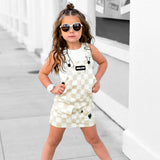 Overall Dress in Salt + Sand Checkered