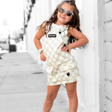 Overall Dress in Salt + Sand Checkered