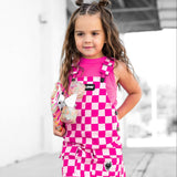 Overall Dress in Bubble Gum Checkered