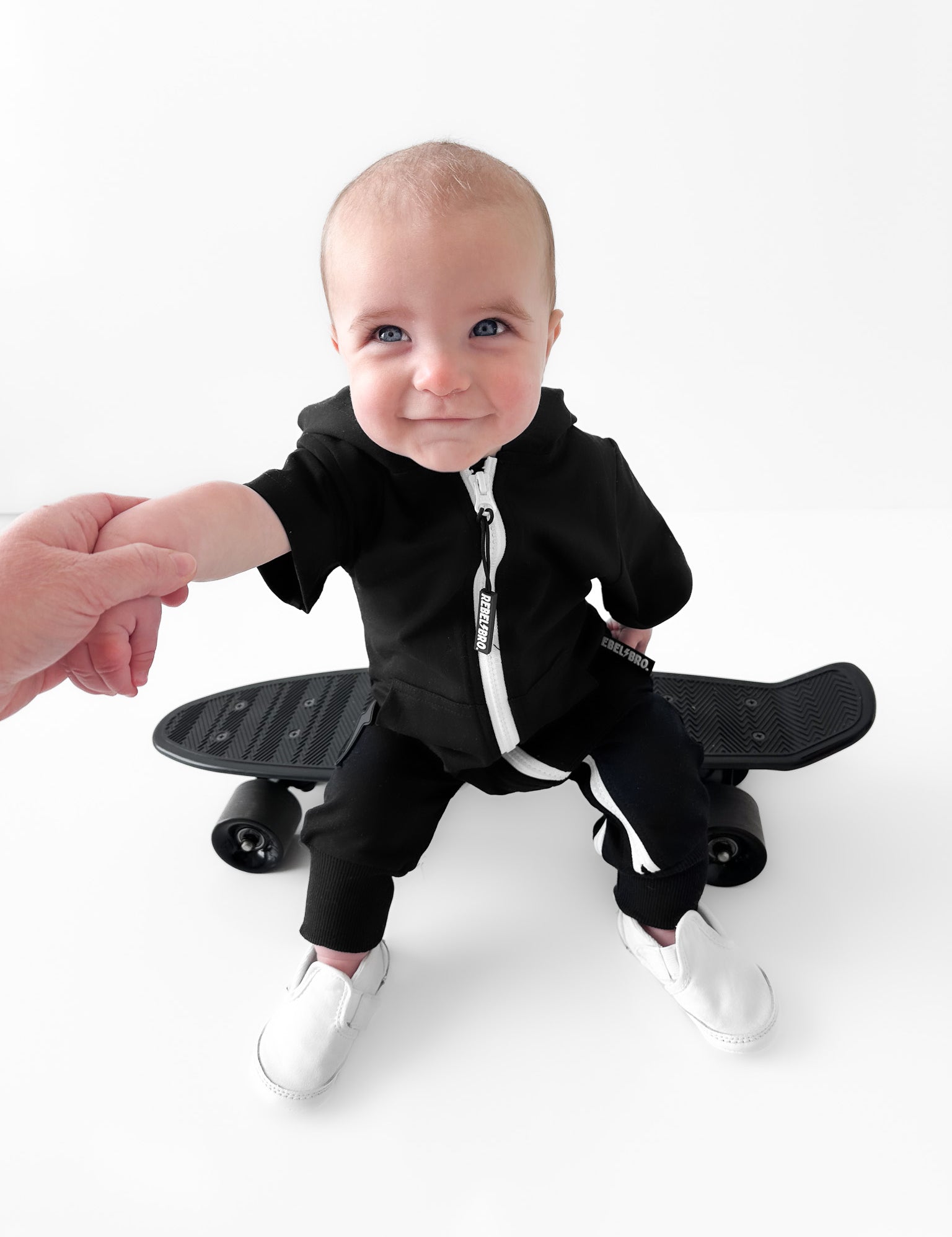 Hooded Rebel Short Sleeve Romper in Black - Rebel Bro