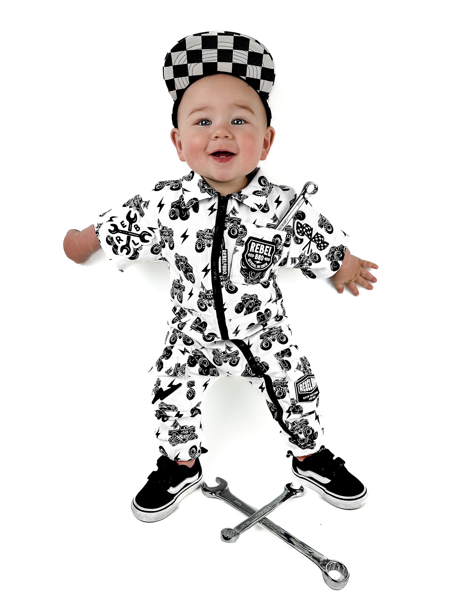 Pit Crew Romper in WWXRB Monster Truck AXEL - Rebel Bro
