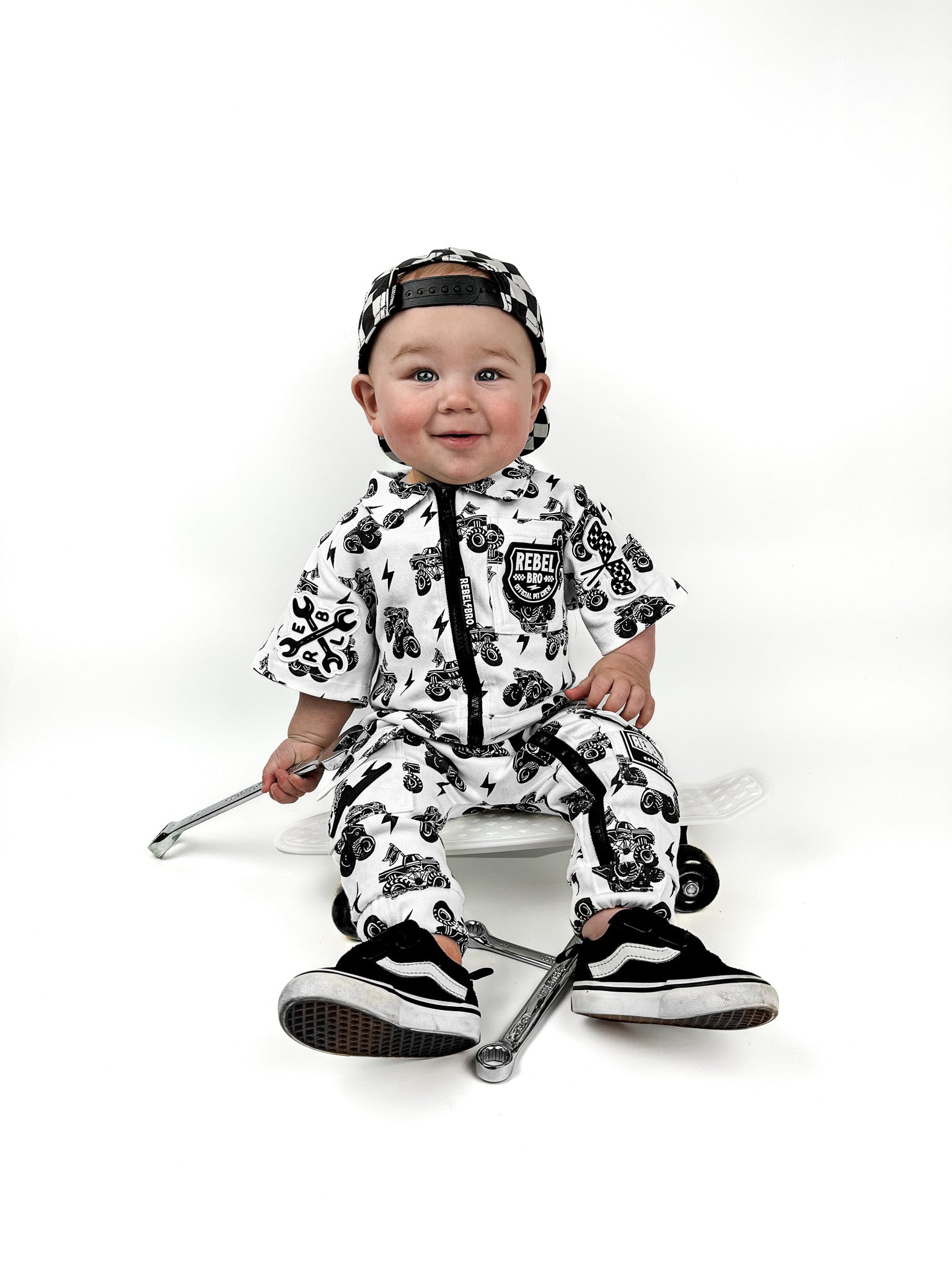 Pit Crew Romper in WWXRB Monster Truck AXEL - Rebel Bro