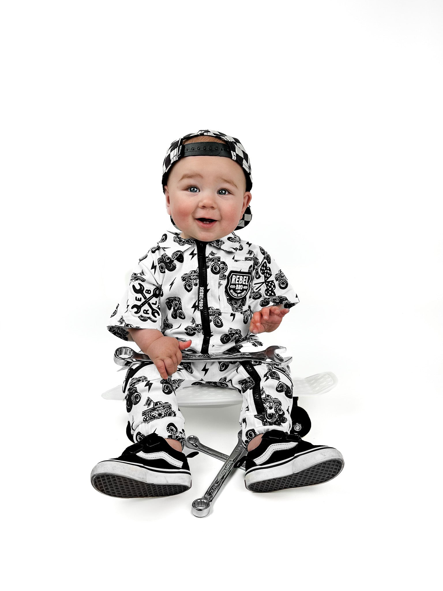 Pit Crew Romper in WWXRB Monster Truck AXEL - Rebel Bro