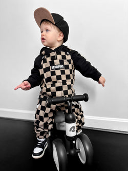 Image of The Live Fast Overall in Taupe + Black Checkered