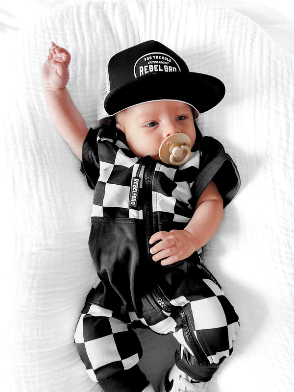 Hooded Rebel Short Sleeve Romper in Venice - Rebel Bro