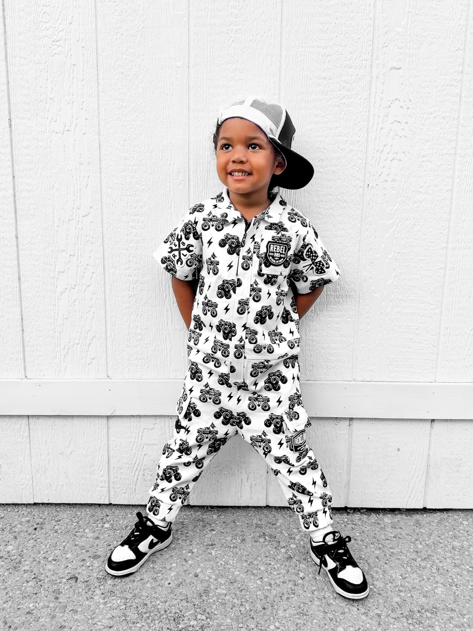 Pit Crew Romper in WWXRB Monster Truck AXEL - Rebel Bro