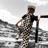 Overalls in Taupe + Black Checkered