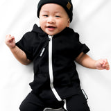 Hooded Rebel Short Sleeve Romper in Black - Rebel Bro