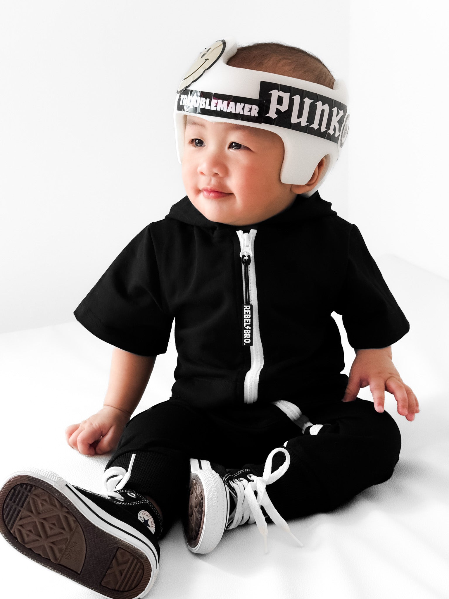 Hooded Rebel Short Sleeve Romper in Black