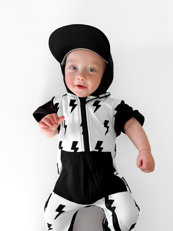 Hooded Rebel Short Sleeve Romper in Bowie - Rebel Bro