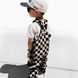 Overalls in Taupe + Black Checkered